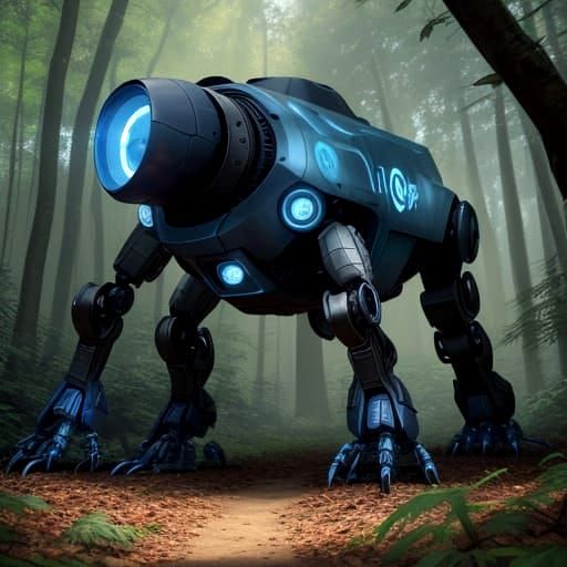 Robot and Cat Friends in Nature