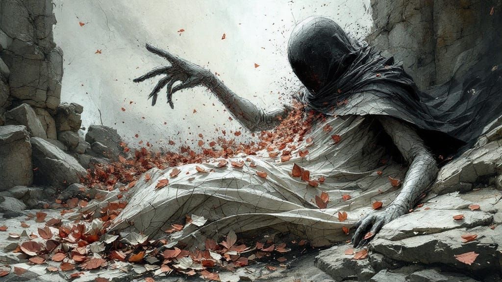 Fallen Warrior in Withered Regalia, Intricate Concept Art