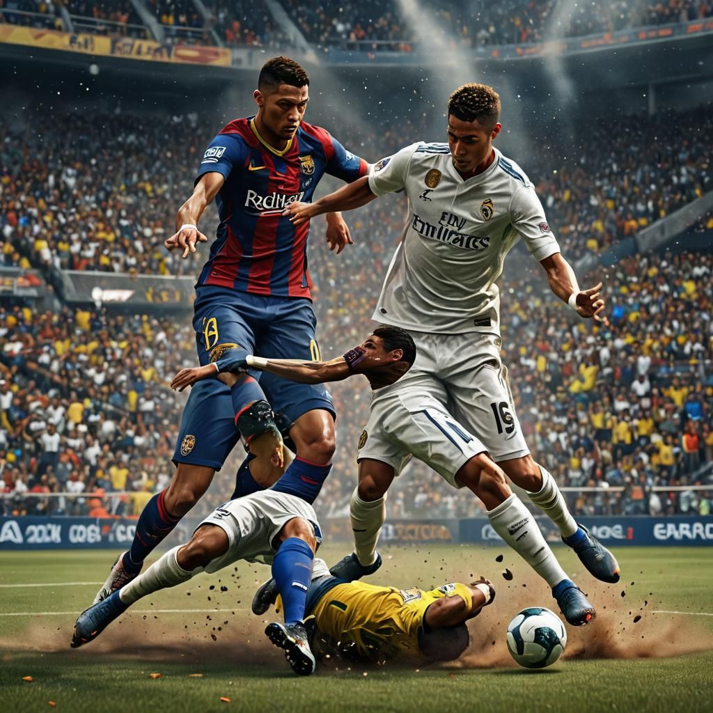 Ronaldo and Neymar Fight: Detailed Fantasy Art