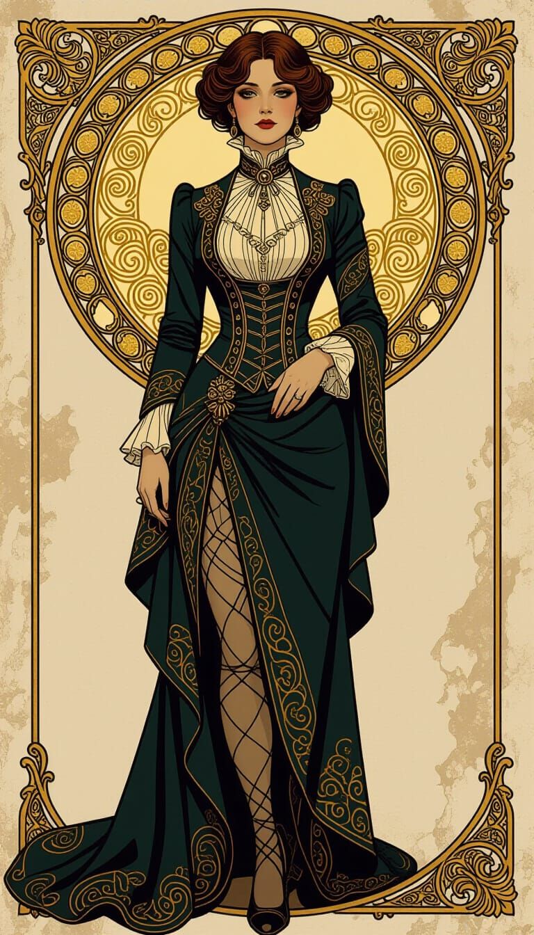 Victorian Woman in Art Nouveau Style