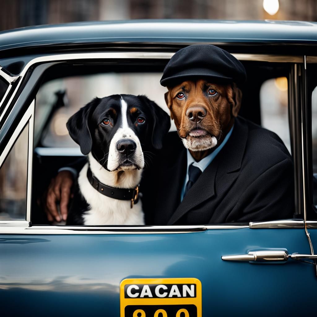 Guide Dog Assisting Person Entering Taxi: Portrait