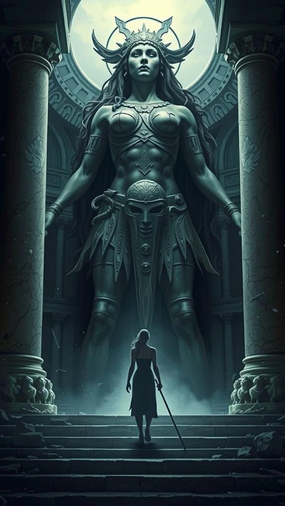 Amazonian Goddess of War Statue with Haunting Spirit