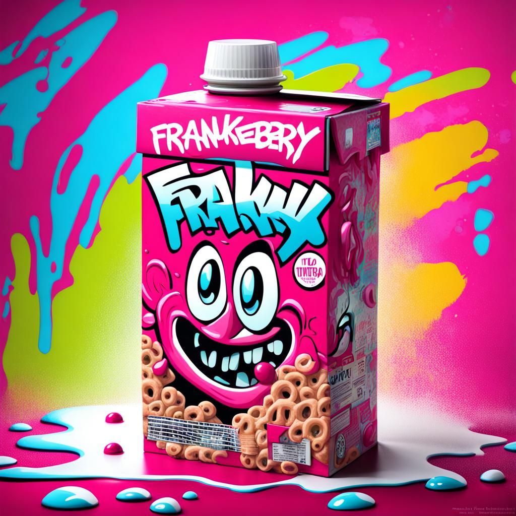 Frankenberry Cereal Box in Graffiti Art