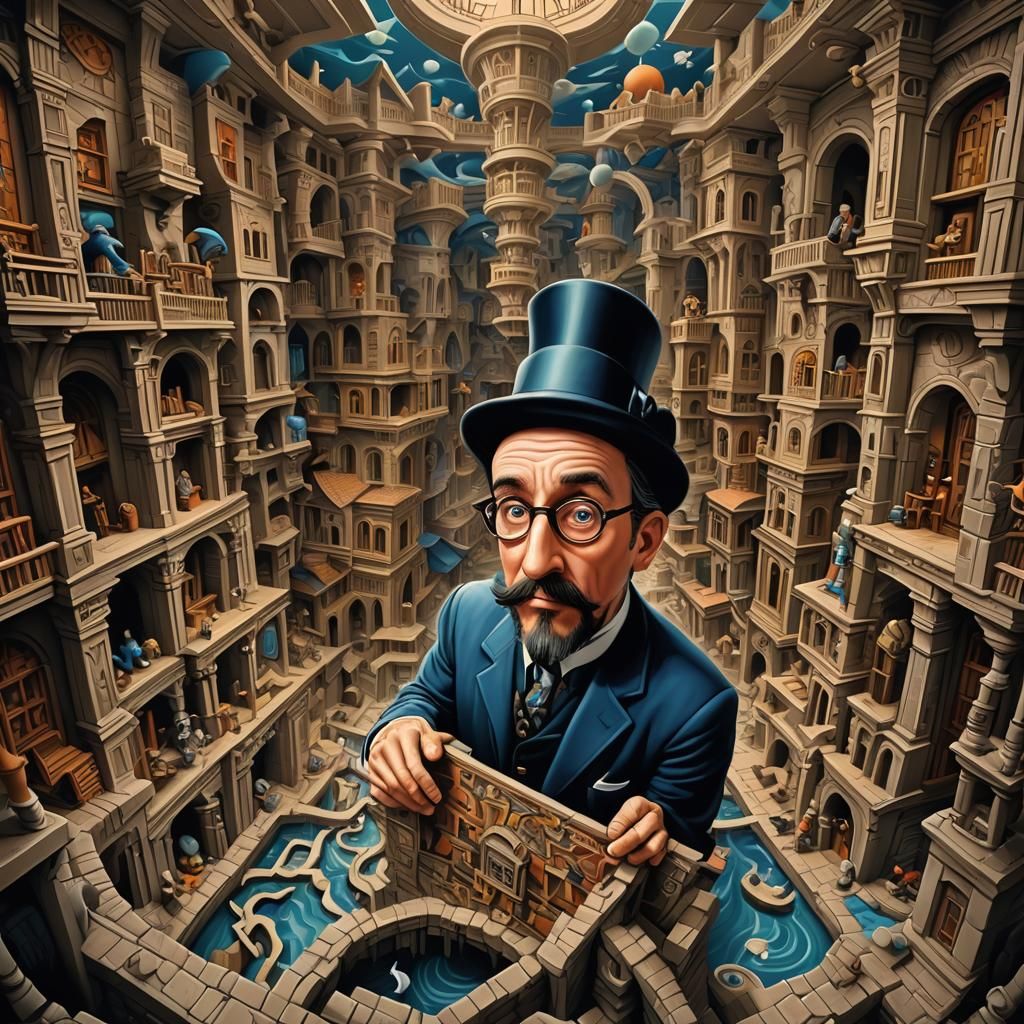 Les Claypool in Escher-Inspired Fantasy Art