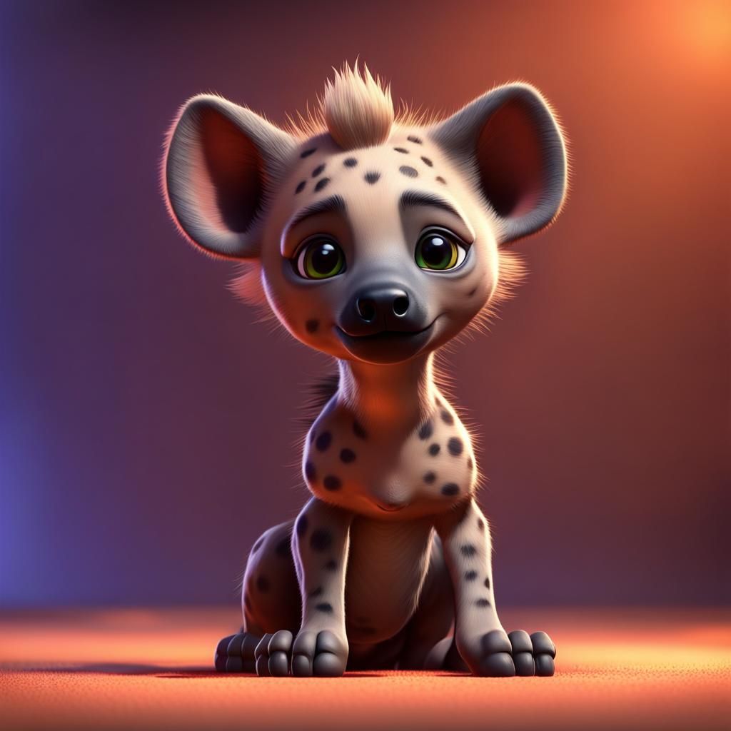 Adorable Baby Hyena as 3D Digital Art