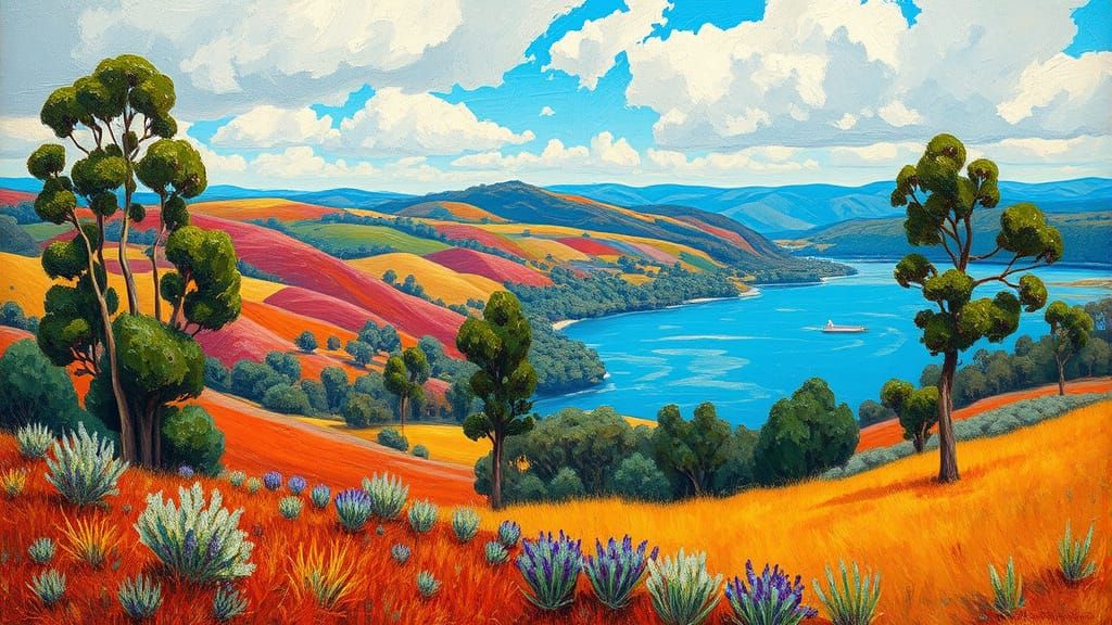 Landscape Painting in Australian Impressionist Style
