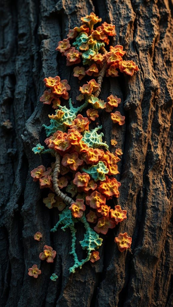 Ethereal Lichen Tapestry on Ancient Tree Bark