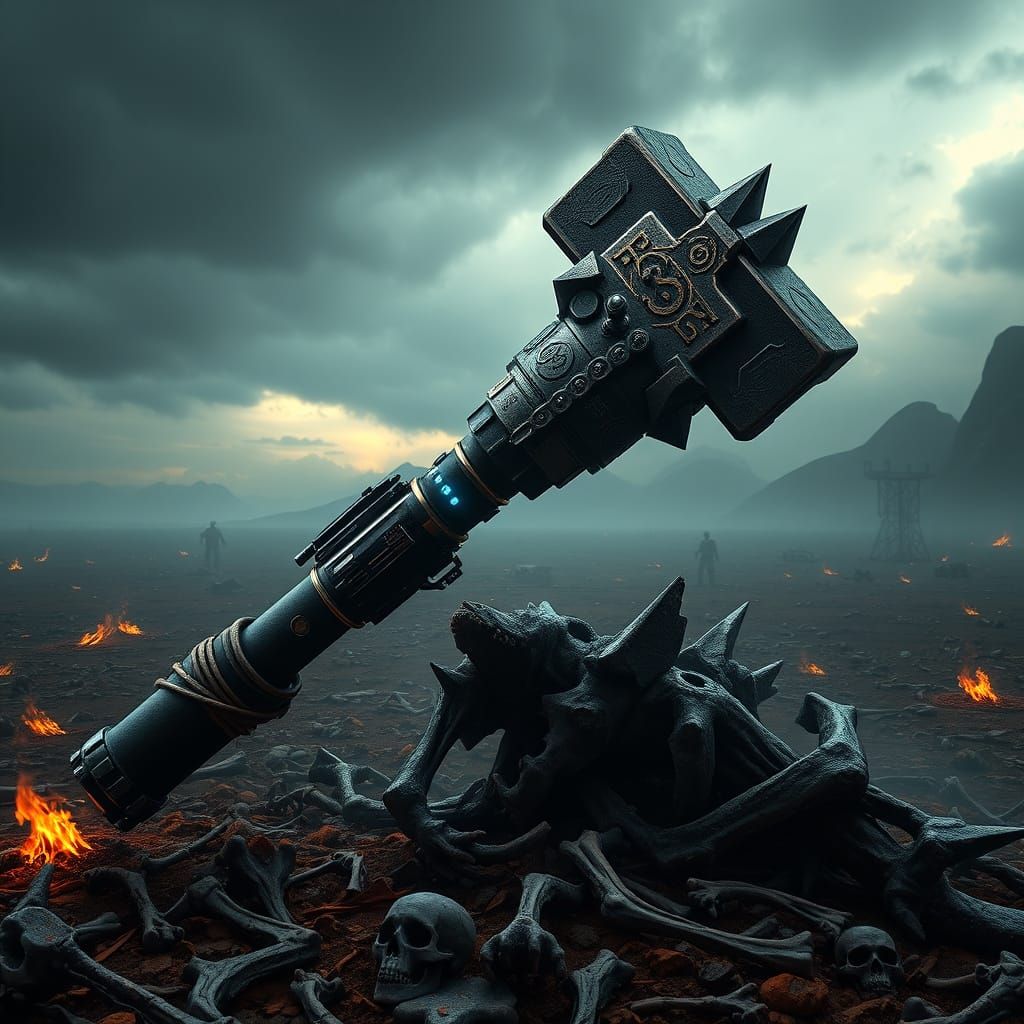 Cyberpunk Warhammer with Graviton Pistol and Demonic Runes