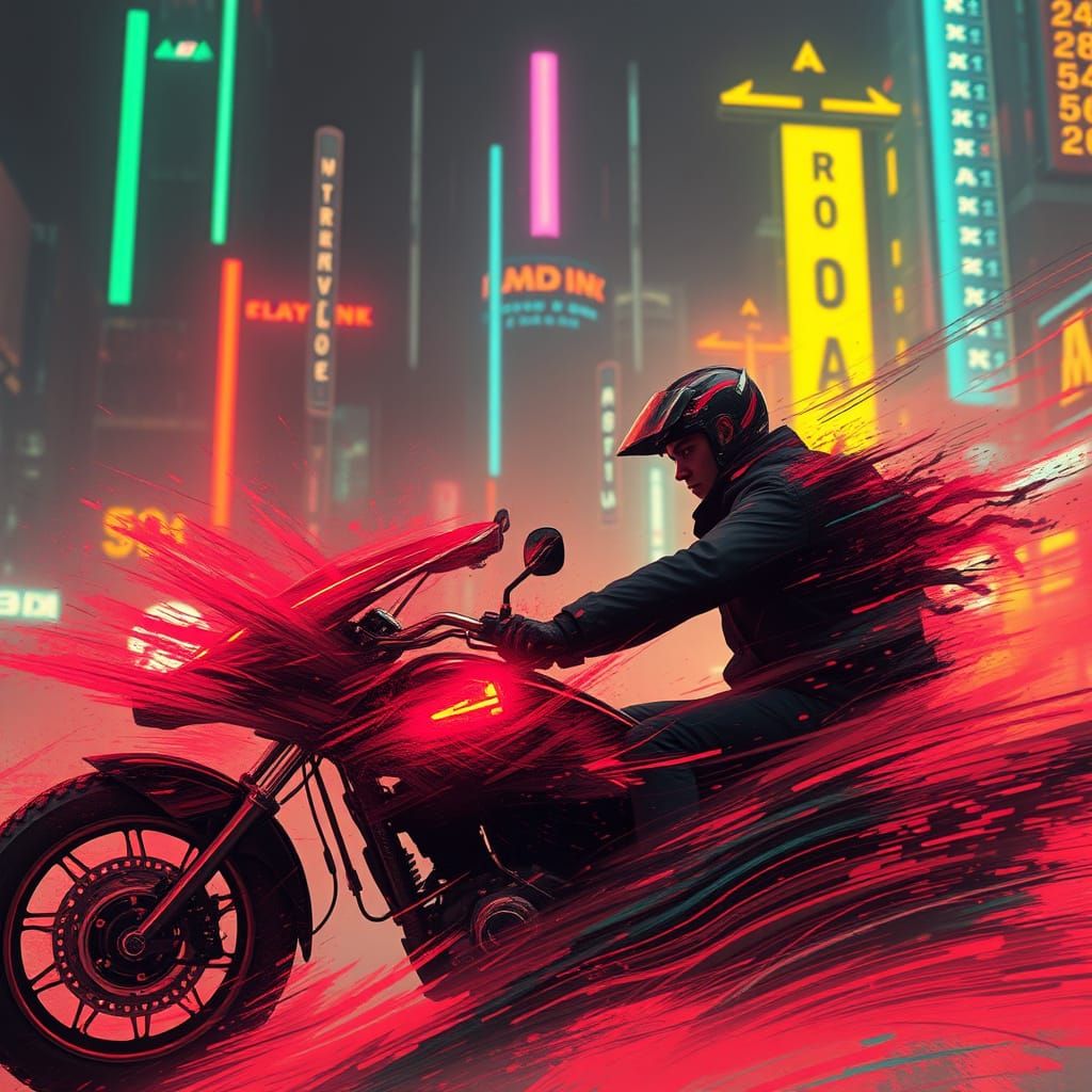 Expressionist Travel Stain in Cyberpunk Neon