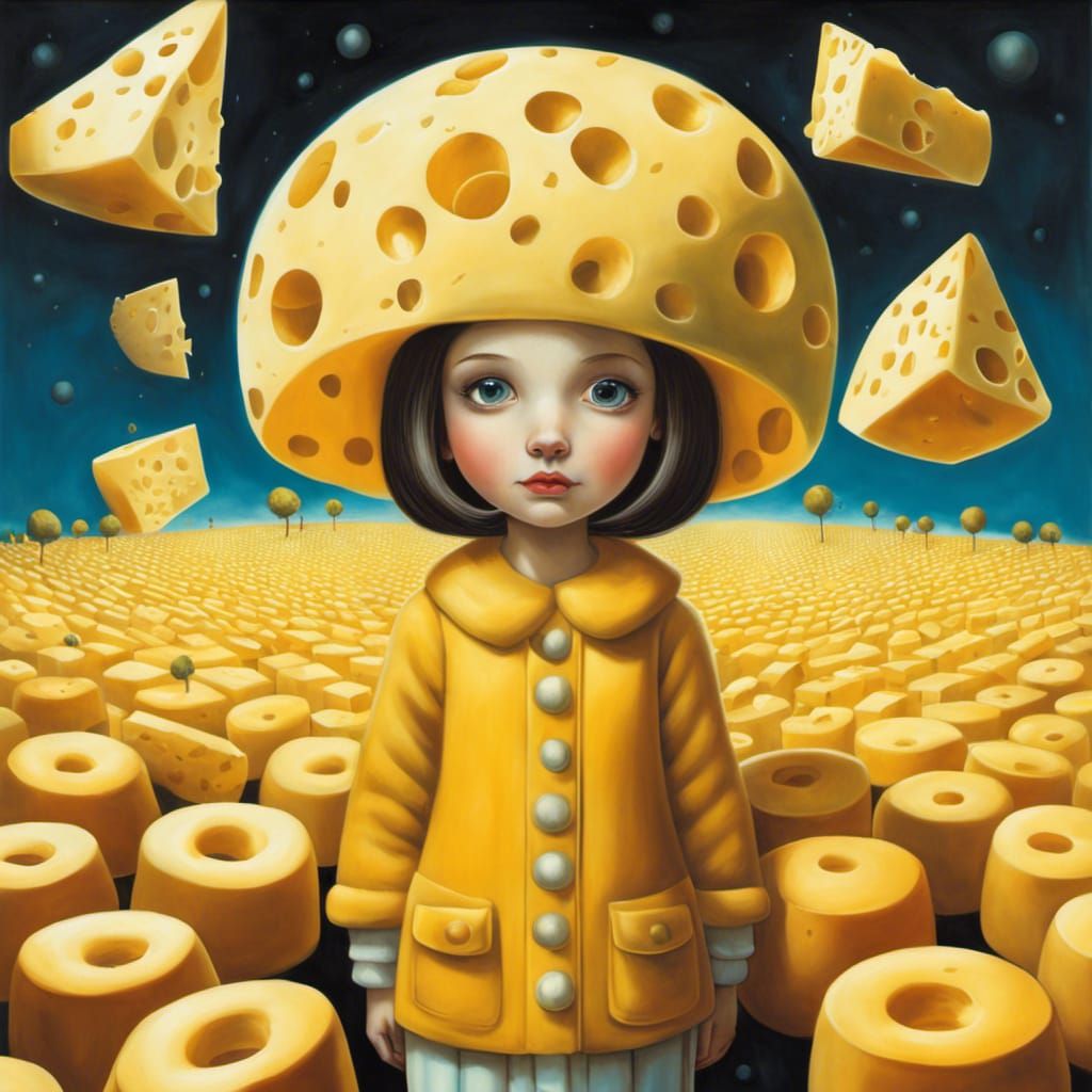 Girl Made of Cheese in Cheese World