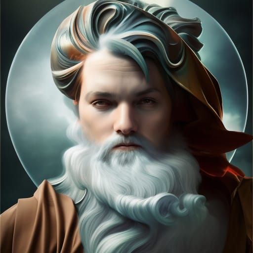 Wise Father Time Portrait with Hourglass in Digital Art