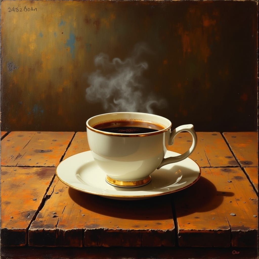 Morning Coffee Still-Life, Delicate Porcelain Cup