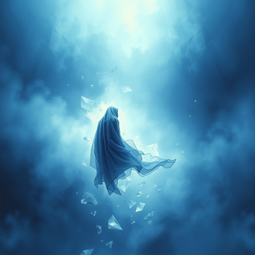 Cloak Dissolving into Mist with Geometric Shards