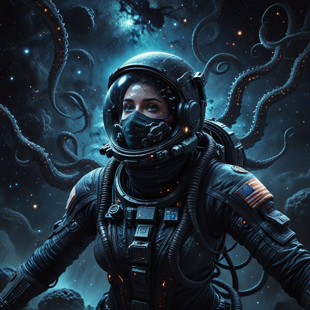 Astronaut in Cosmic Vortex: Epic Digital Painting