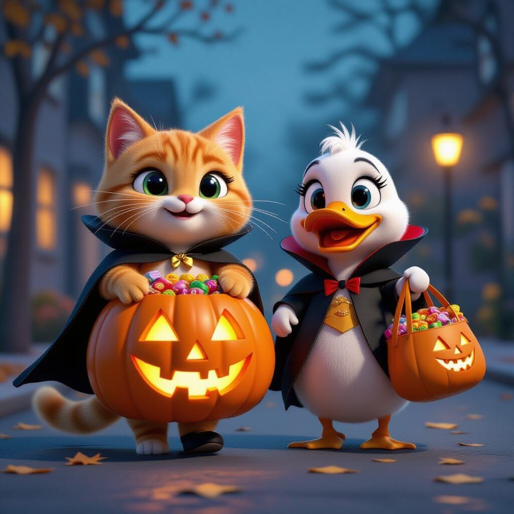 Halloween Friends in 3D Digital Art Style