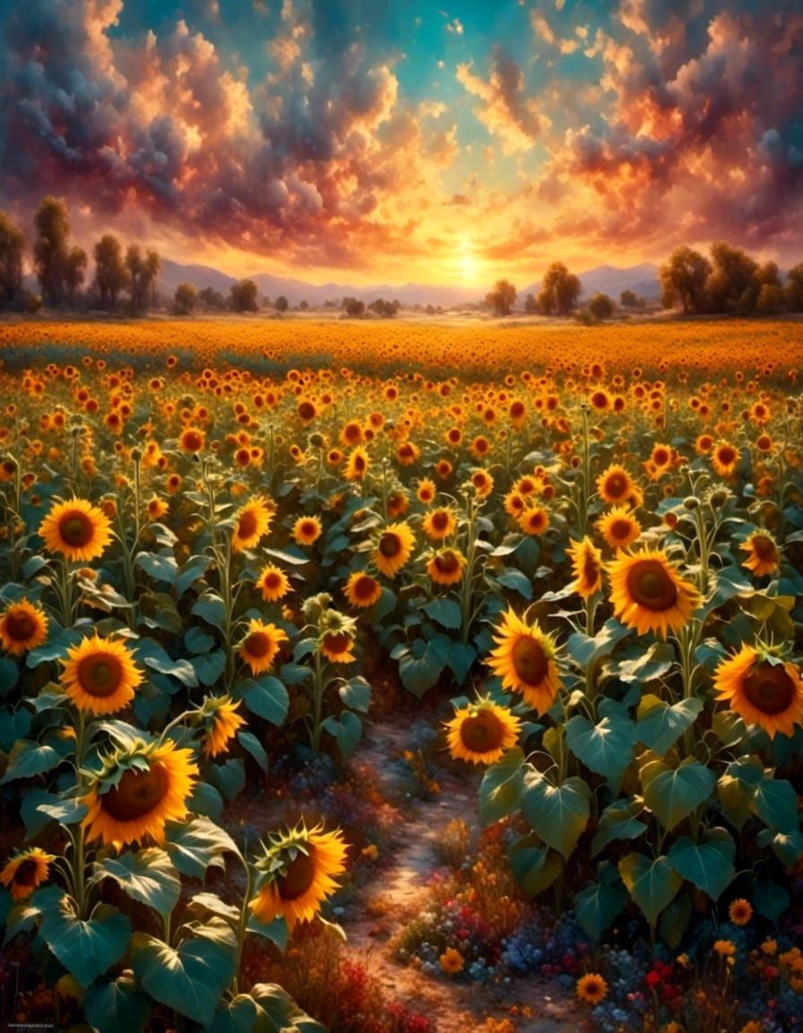 Sunset Sunflowers