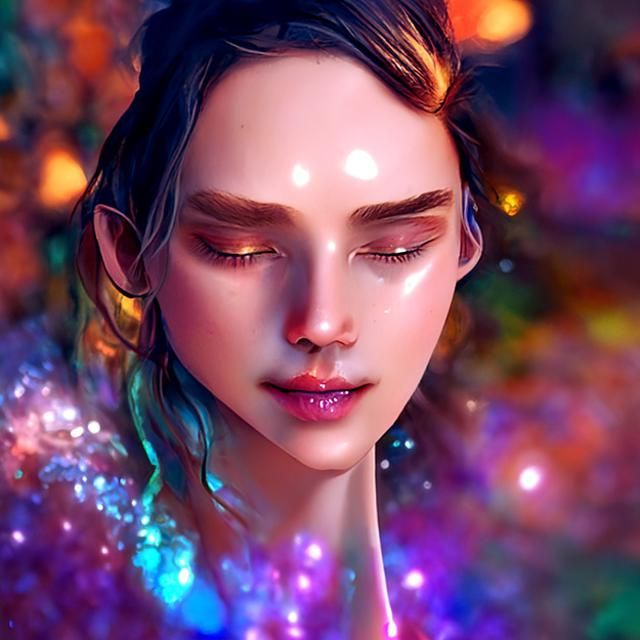 Iridescent Alien Landscape with Luminous Temple