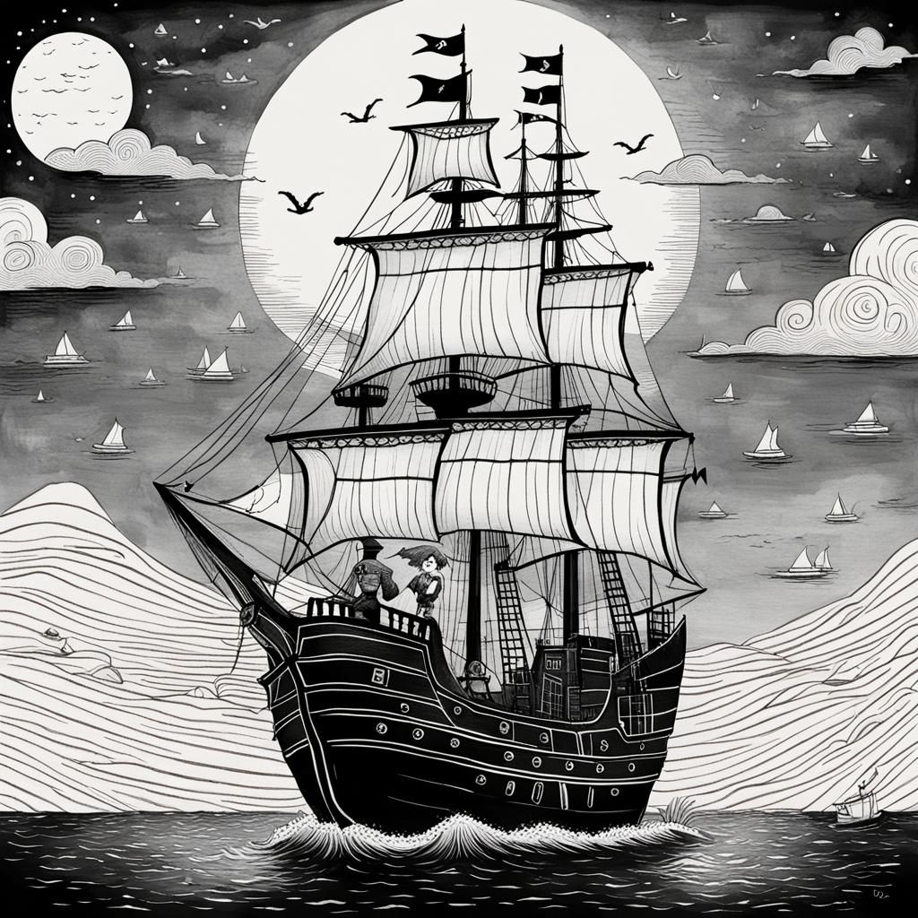 Red Haired Girl Sails Pirate Ship: Blackout Poetry