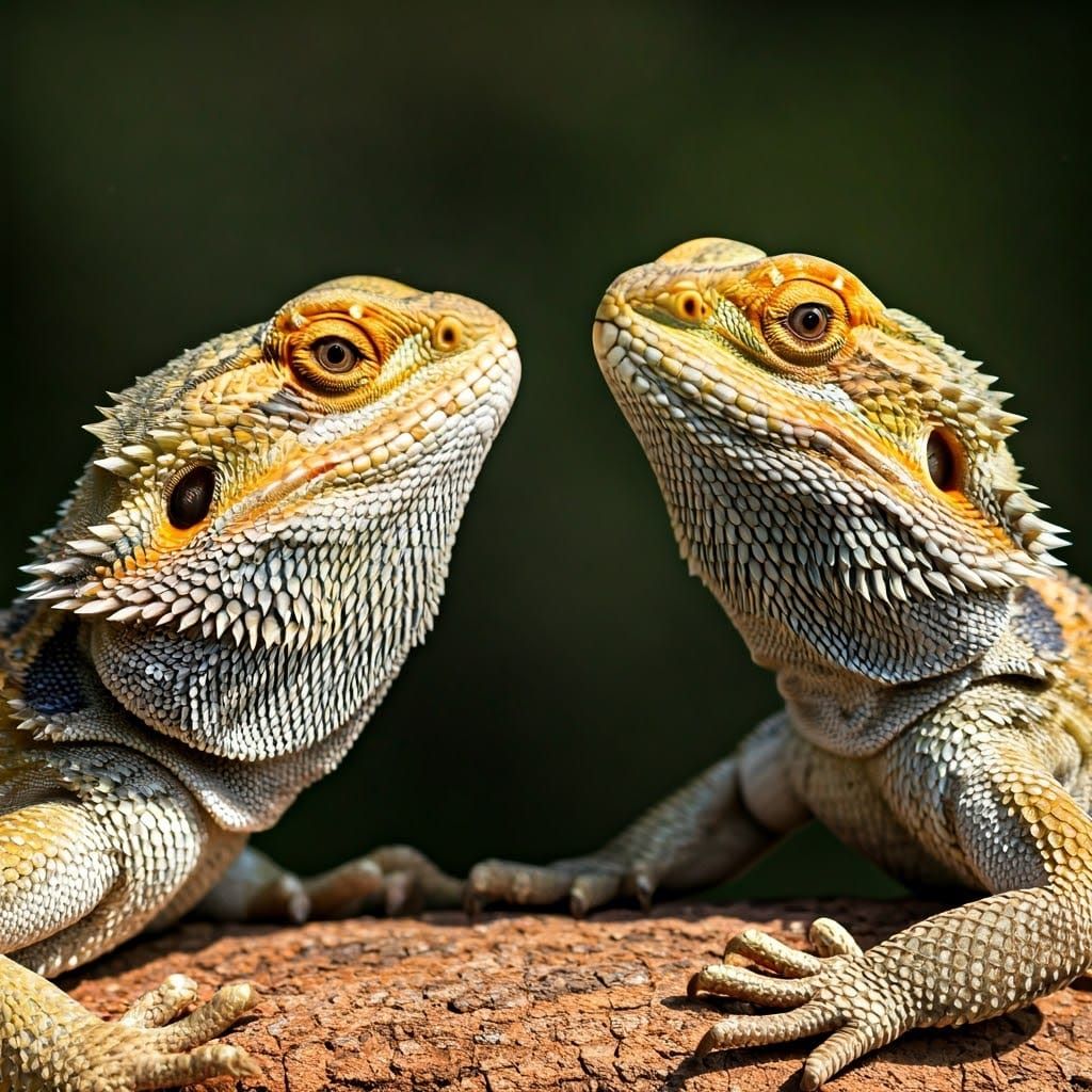 Realistic Bearded Dragons Face to Face