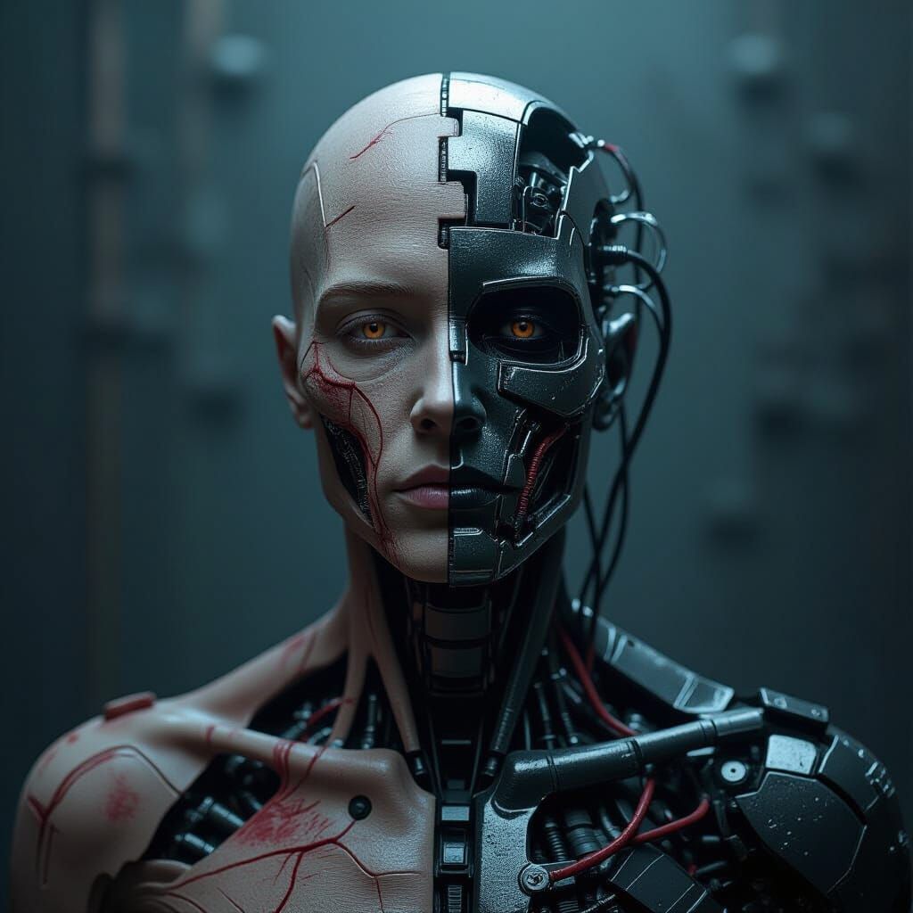 Surreal Biomechanical Portrait of Human Machine Hybrid