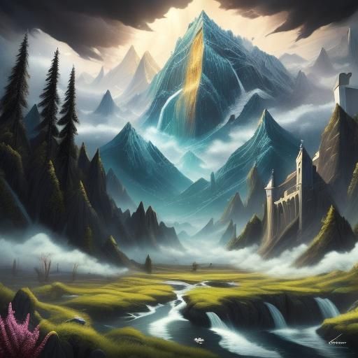 Abstract Digital Art Depicting Grace and Devotion