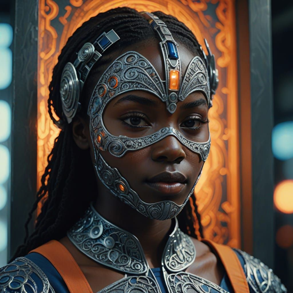 Nigerian Teleporter in Grey Costume: Hyperrealistic Digital ...