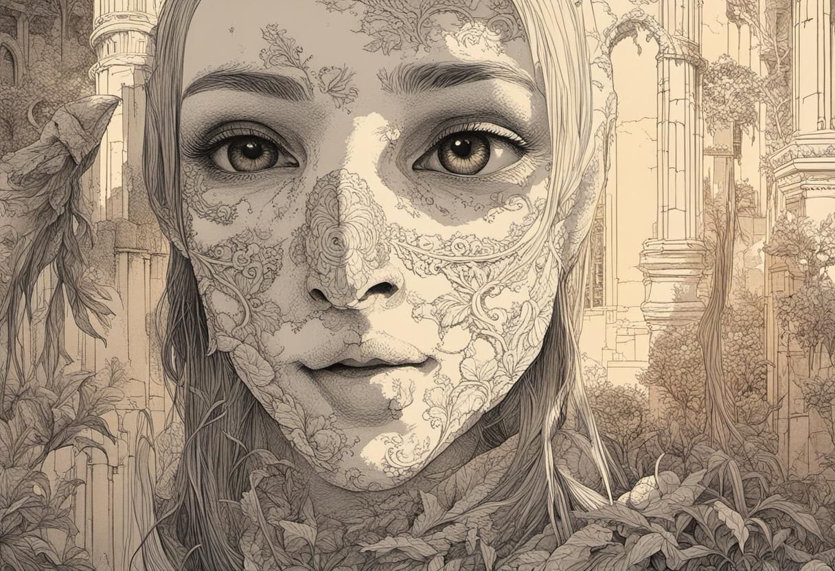 Gothic Woman Feeds Creatures in Golden Light