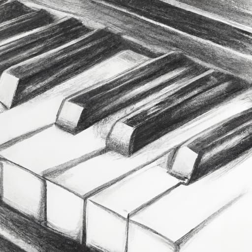 Hyperdetailed Charcoal Drawing of Piano Keys