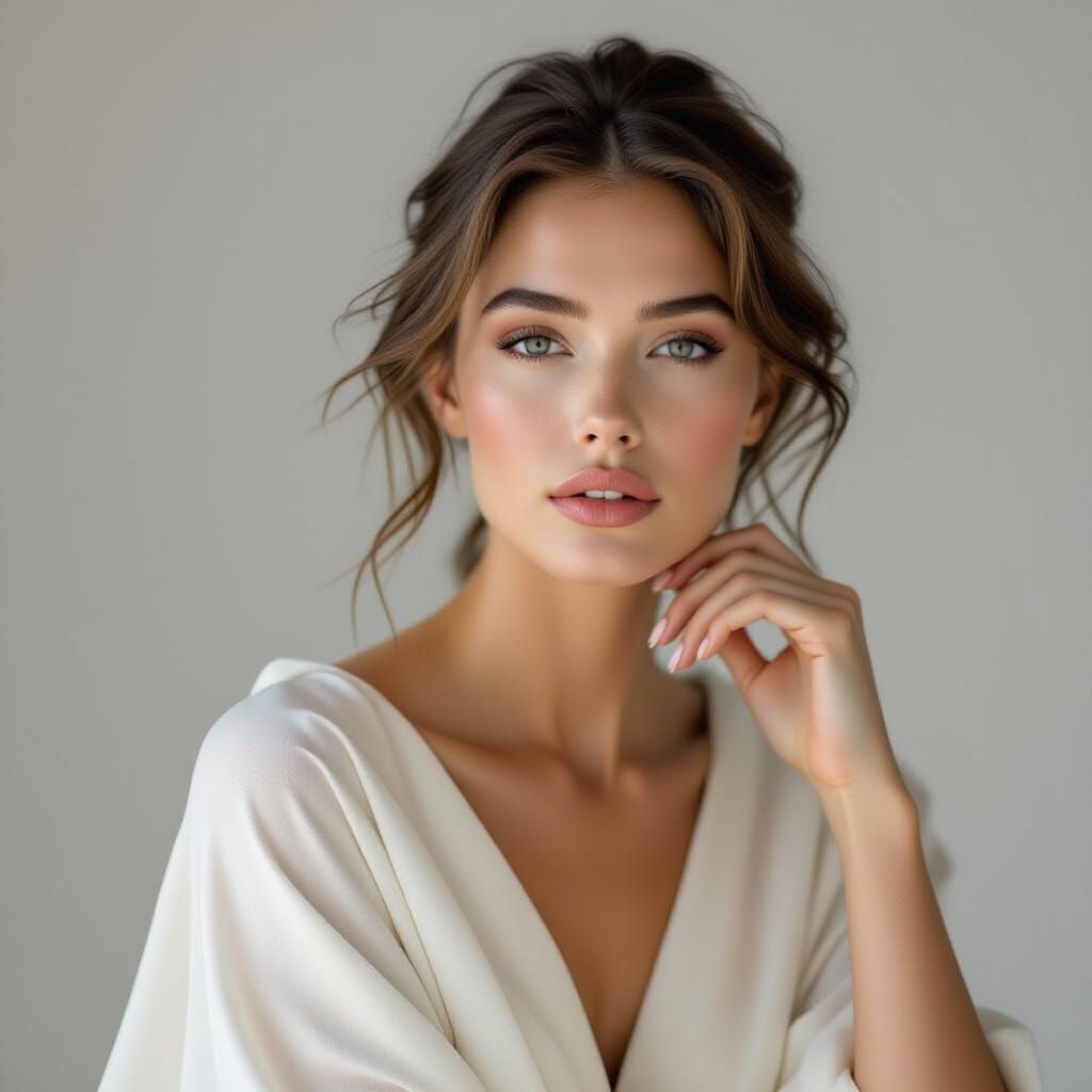 Introspective Woman in Sculptural Haute Couture