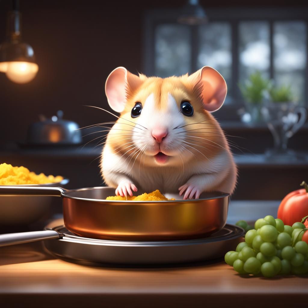 Detailed Hamster Chef Portrait in Art Nouveau Style