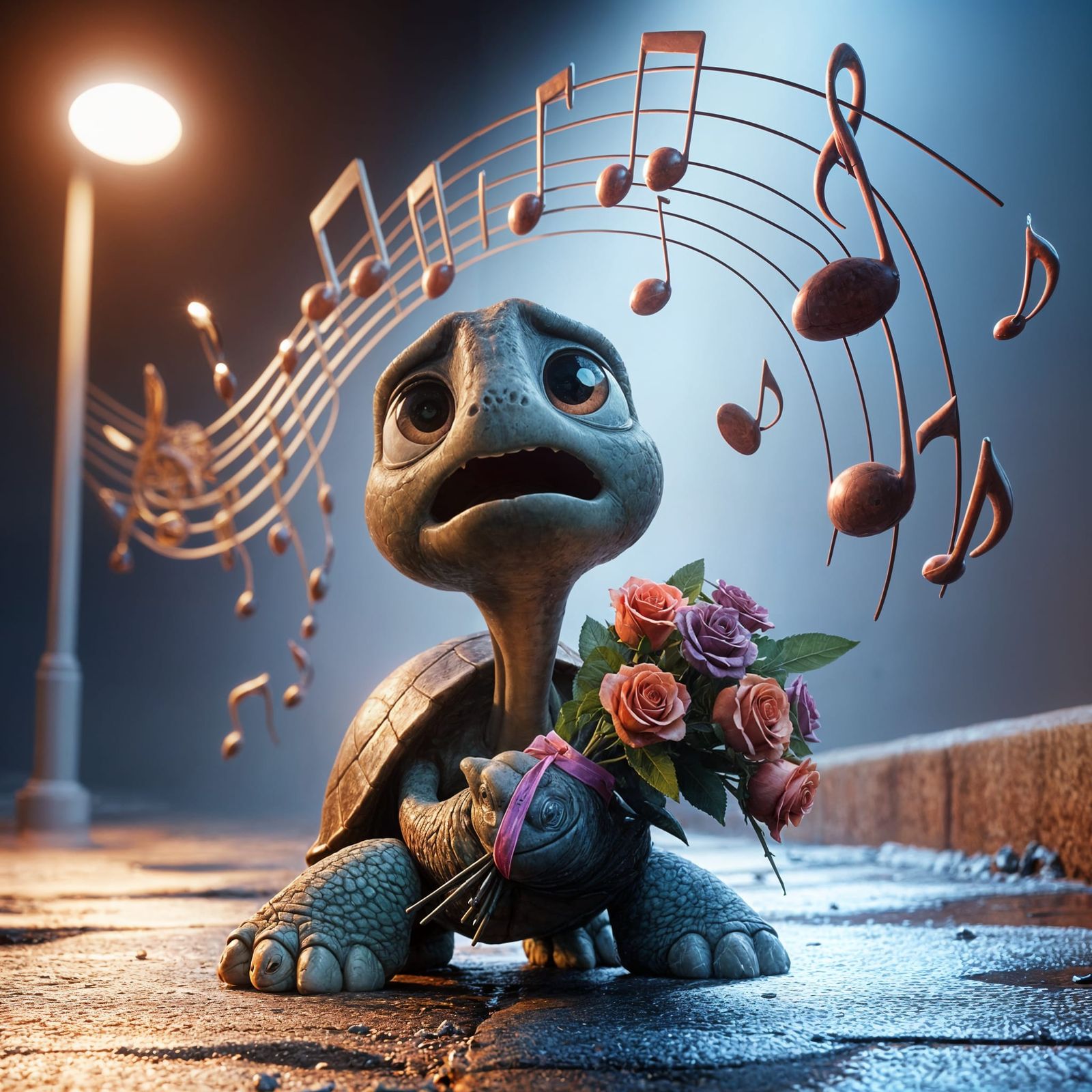Cartoon Turtle Serenades Unrequited Love in CGI