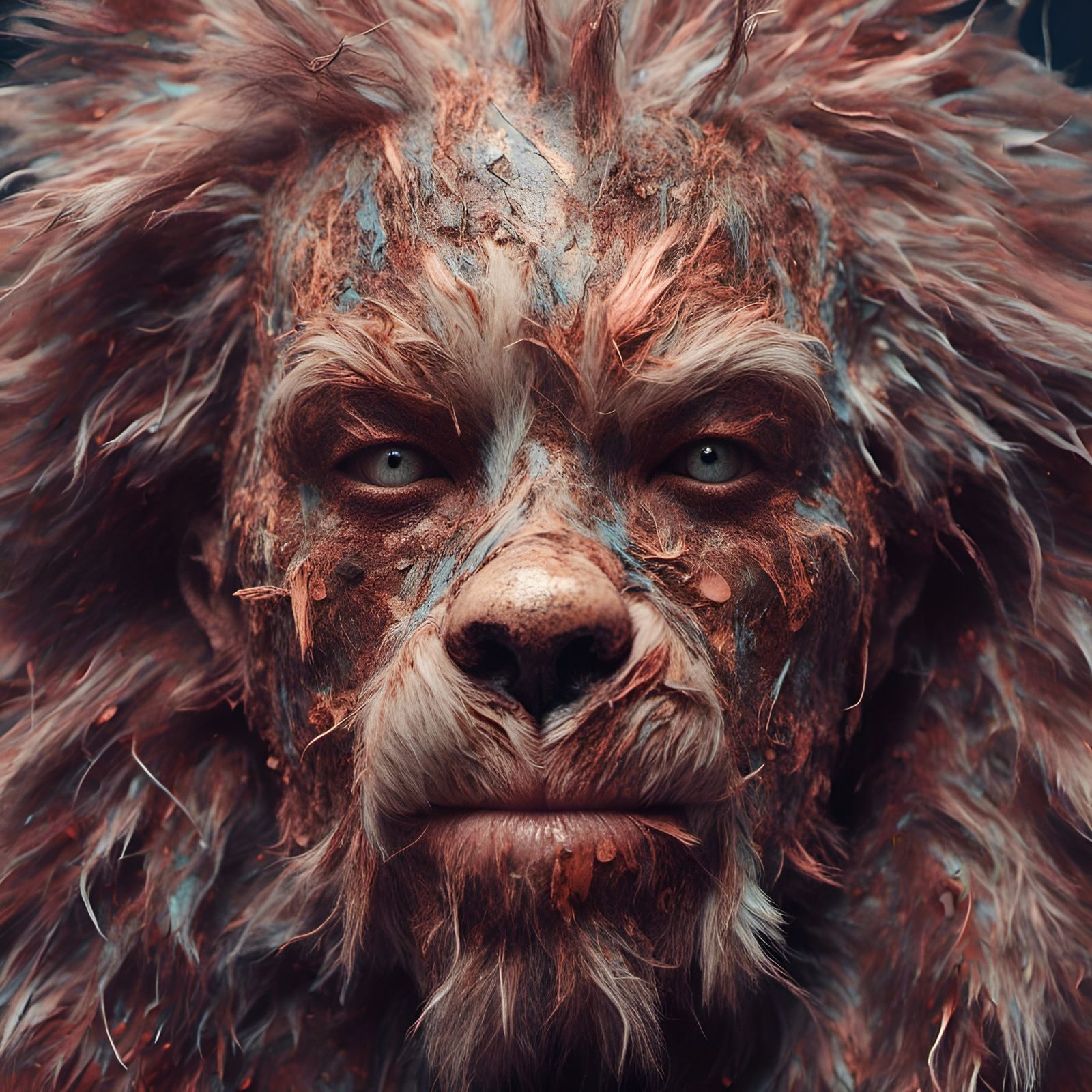 Dog-Fur Man: Ultra-Detailed Macabre Digital Art