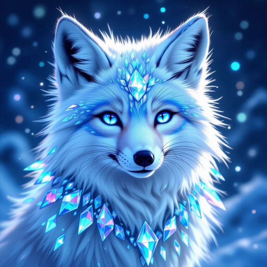 Cryokinetic Arctic Fox Adorned with Diamonds