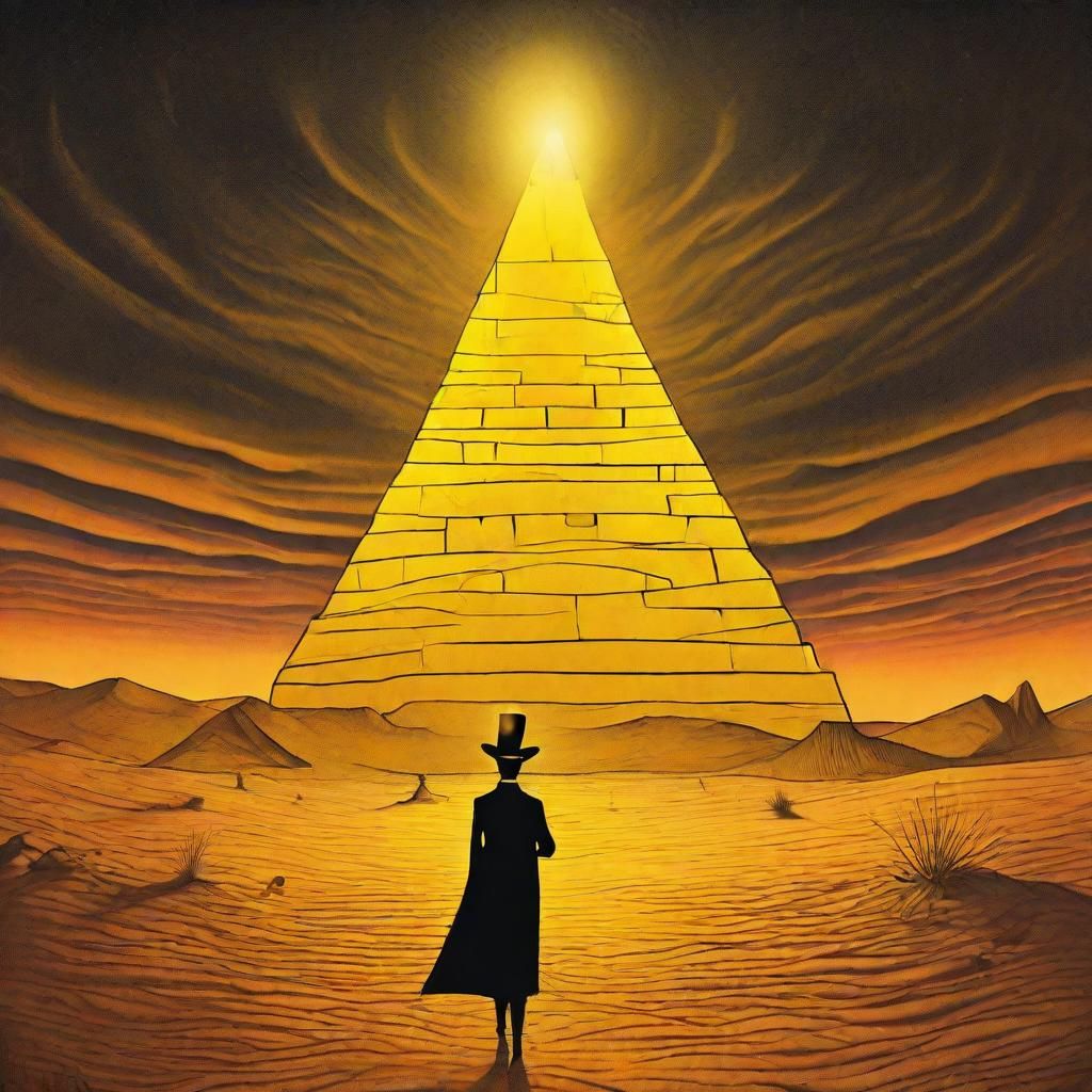 Mystical Pyramid in Dreamlike Surrealist Desert