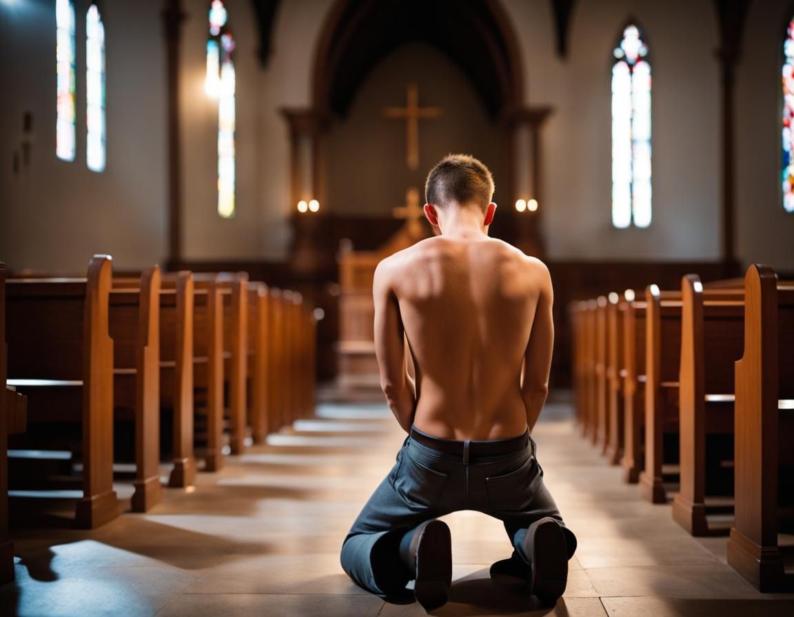 Praying young man