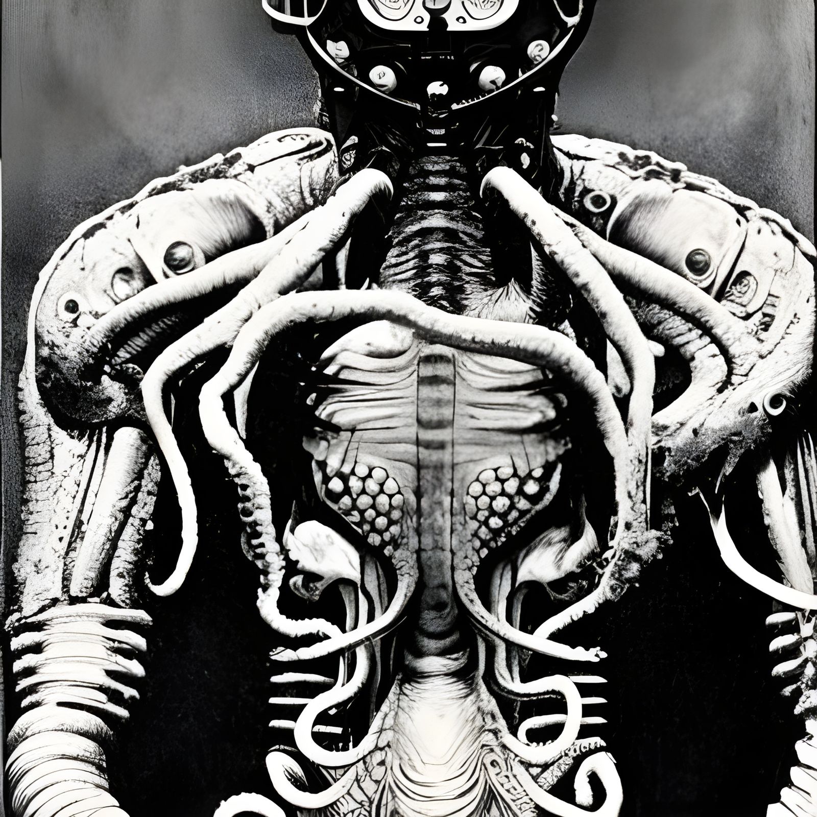 Cthulhu Cyborg Robot in Nature, Rockwell Style