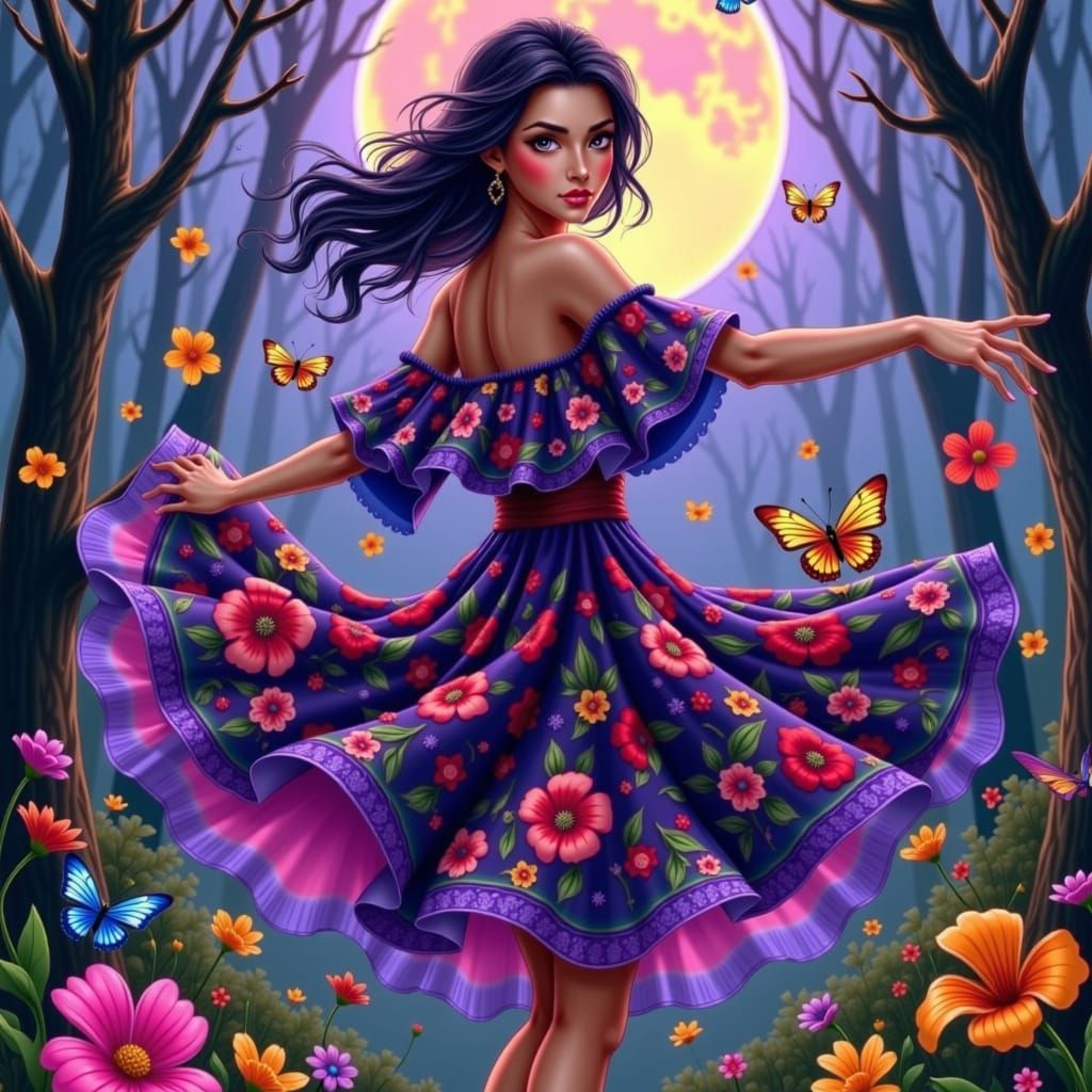 Moonlit Dance with Forest Spirits