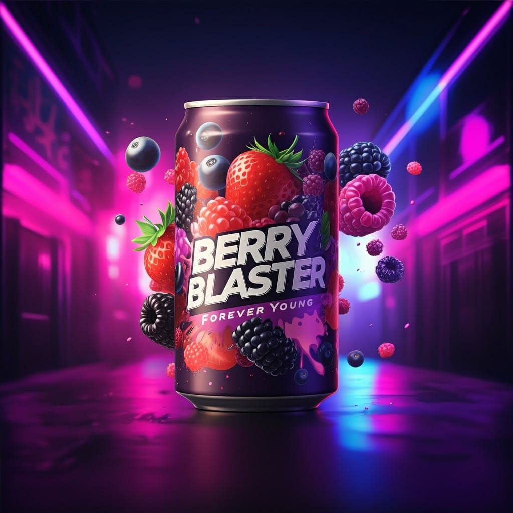 Futuristic Berry Can Design in Cyberpunk Style