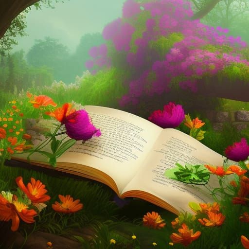 Book in Garden: Detailed Matte Painting