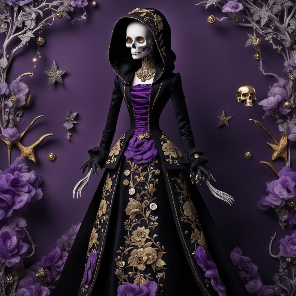 Fashion Doll: Victorian Dress with Skulls
