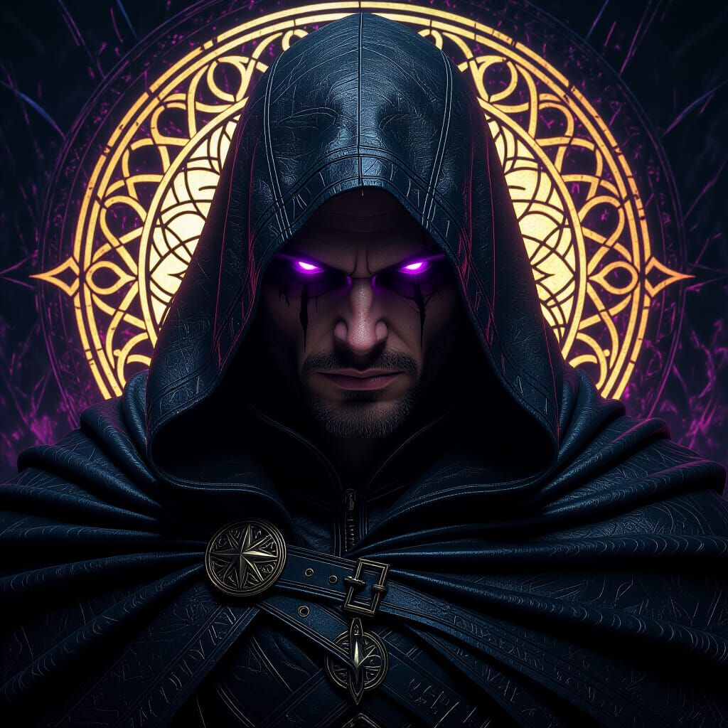 Ominous Man with Purple Eyes, Digital Art