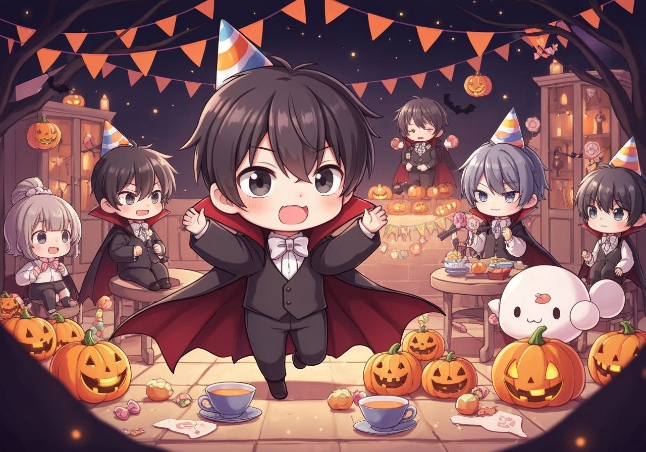 Chibi Vampire Boy's Halloween Birthday Bash