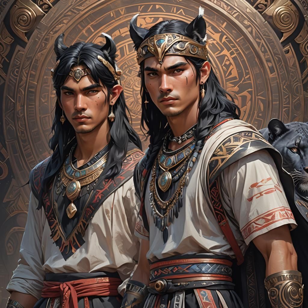 Panther Twins Portrait in Fantasy Art Style