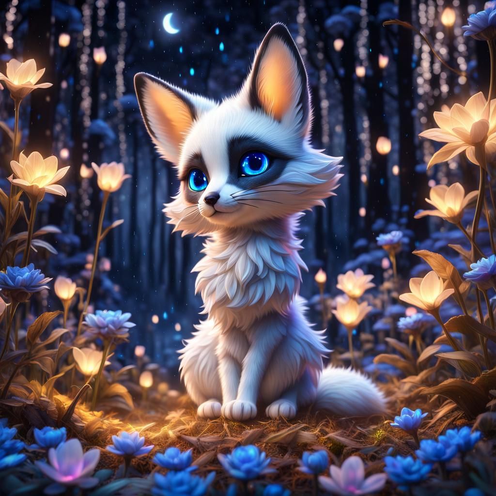 Fennec Fox in Enchanted Forest, Fantasy Concept Art