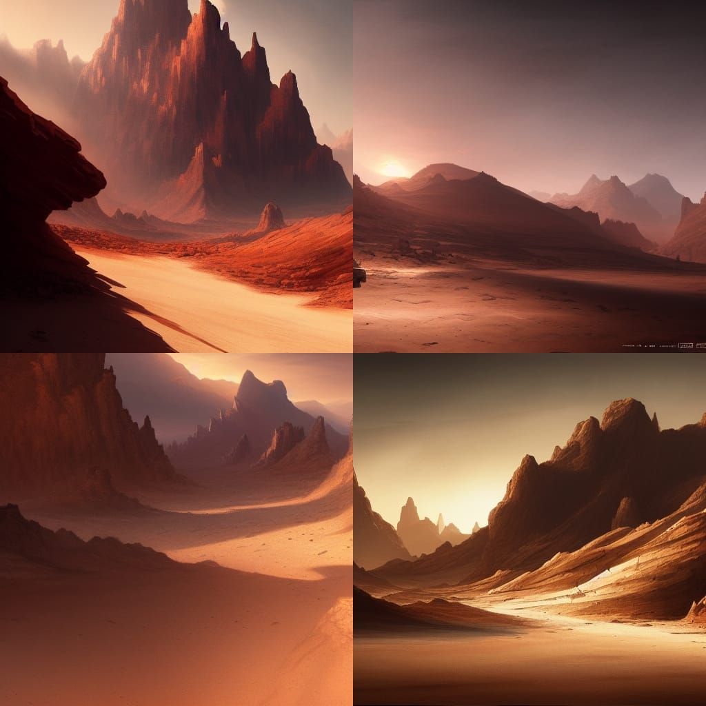 Epic Desert Landscape in Dark Fantasy Style