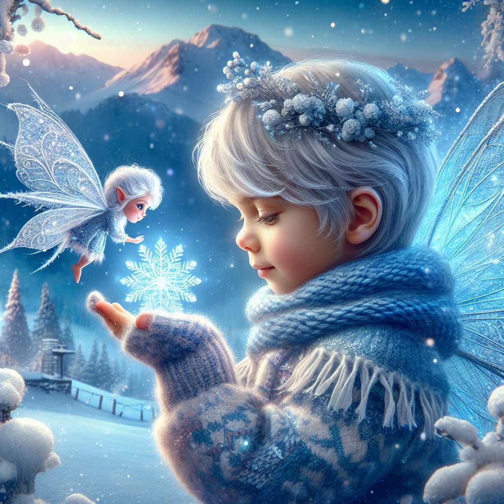 Winter Enchantress Touches Frosty Snowflake