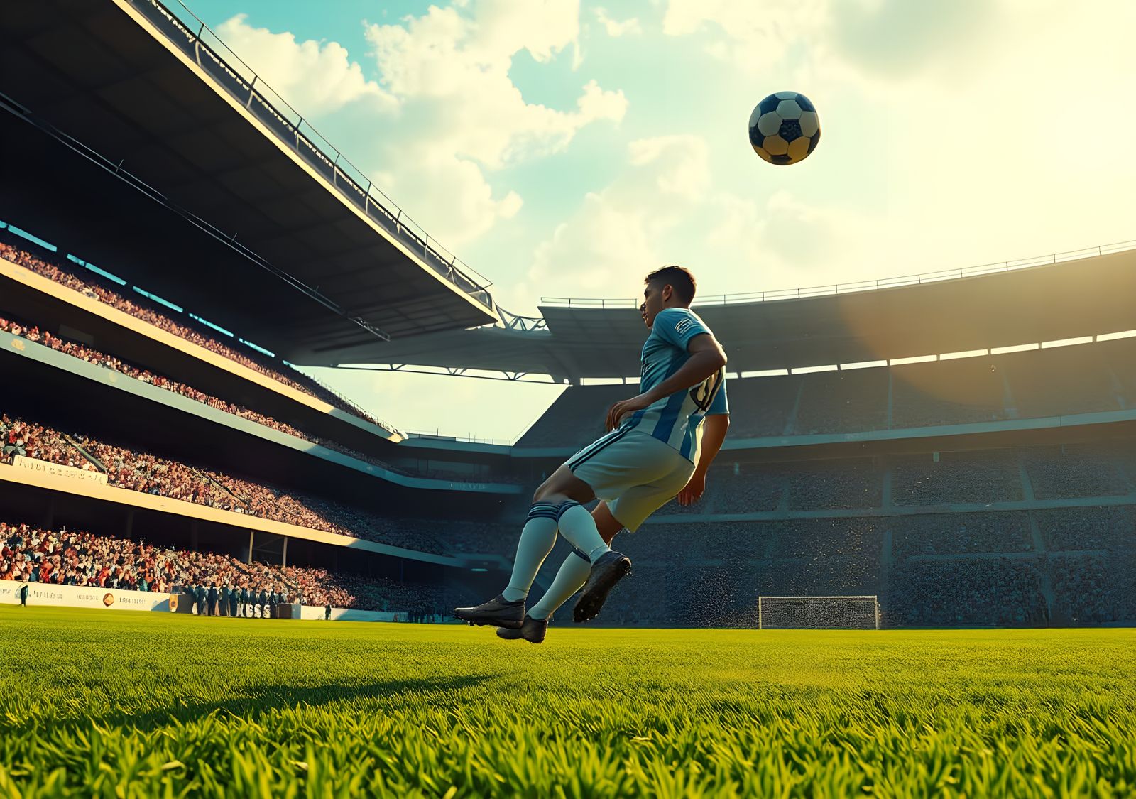 Soccer Ball on Green Field in Stadium: Detailed Matte Painti...