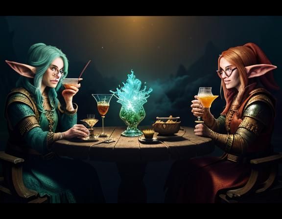 Gnomes Casting Spells in Tavern: Digital Matte Painting