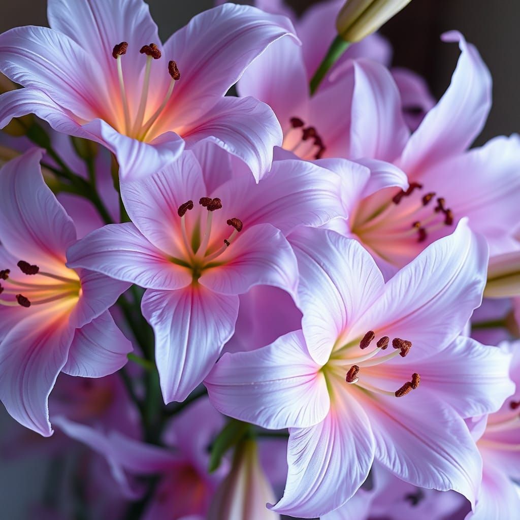 Lavender Lilies in Art Nouveau Style