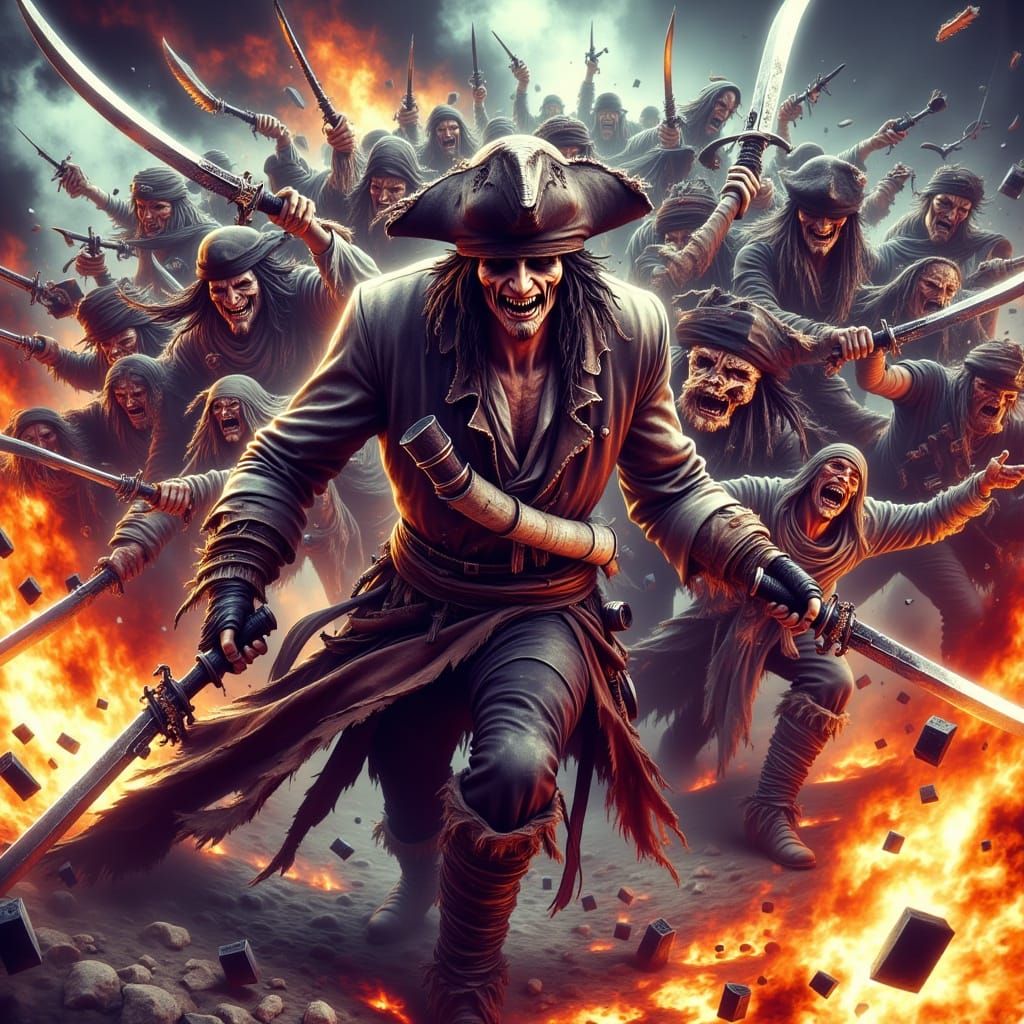 Pirate Ship Raid in Anime Art Style